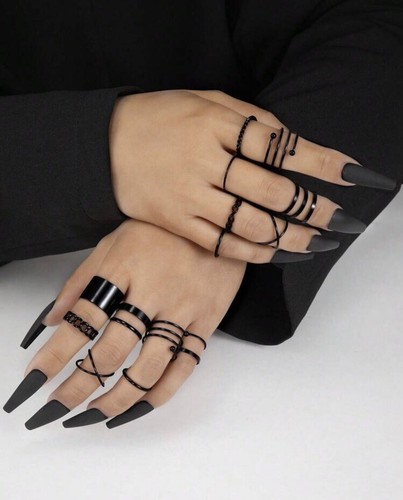 Piece rings black ring set - piece,