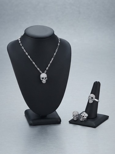 Silver gothic skull - silver,