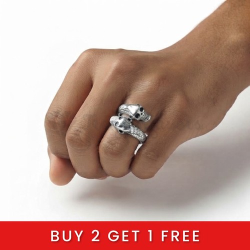 Silver snake skull - snake, ring