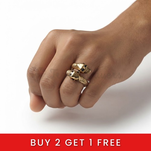 Gold snake skull ring - snake,