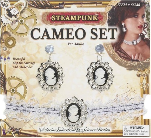 Steampunk cameo ear rings - rings, &