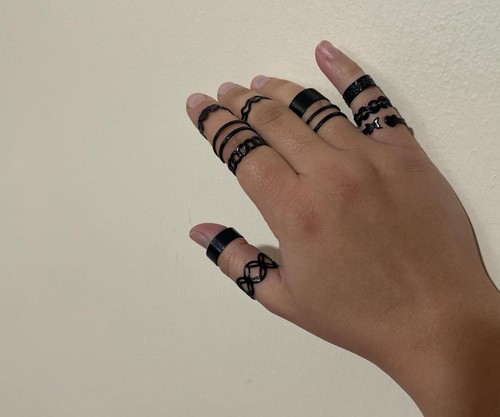 Black gothic rings brand - black,