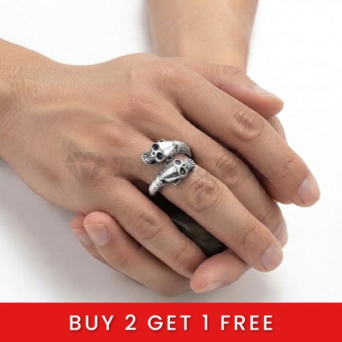 Silver skull snake - silver, stainless