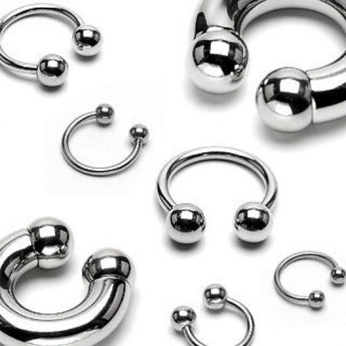 Steel horseshoe piercing ring - steel,